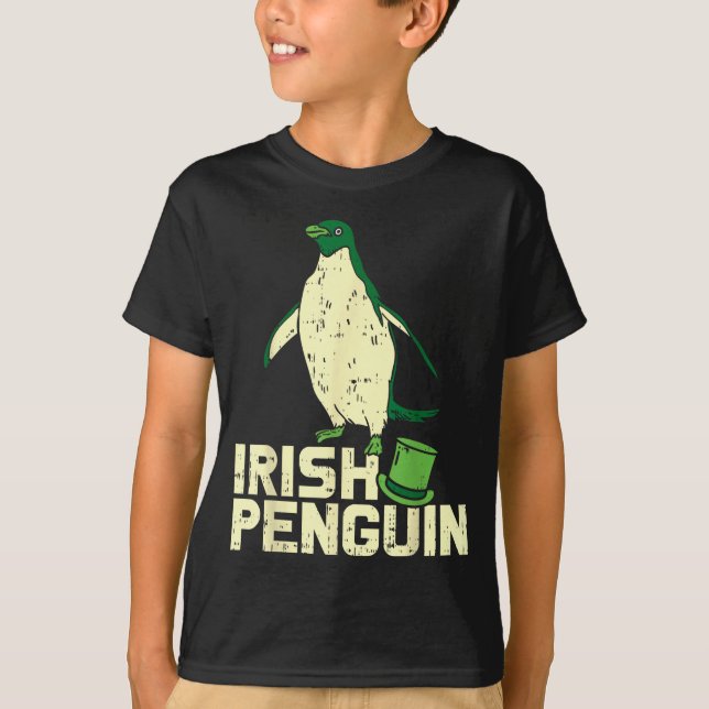 Green Irish Penguin Cute St Patricks Day Animal Lo T Shirt (Framsida)