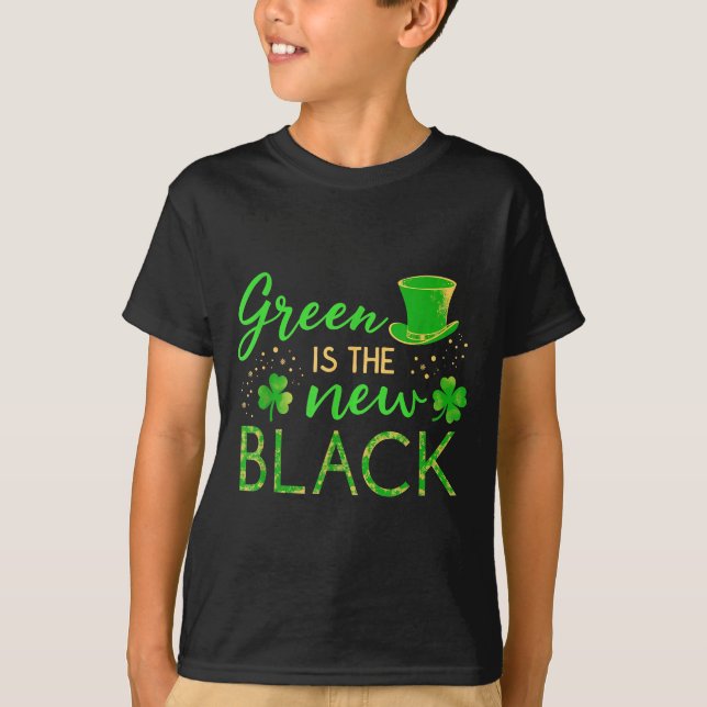 Green Is The New Black - St. Patrick’s Day Shamroc T Shirt (Framsida)