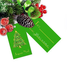 Green Joyoux Noel Christmas Tree Gift Tag Presentetikett