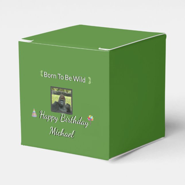 Green Jungle Gorilla Birthday Fun Presentaskar (Framsidan Sidan)