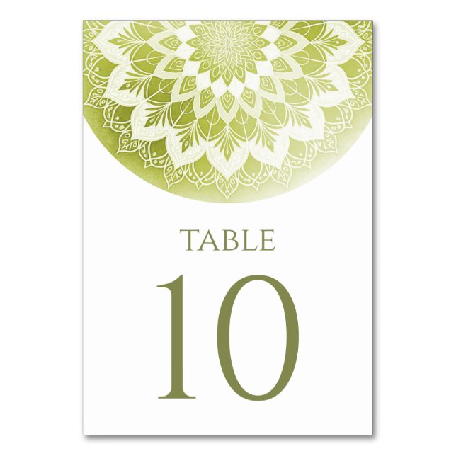 Green Lace Mandala Wedding Bordsnummer (Framsidan)