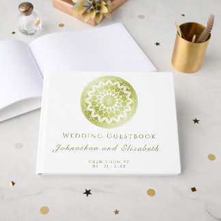 Green Lace Mandala Wedding Gästböcker