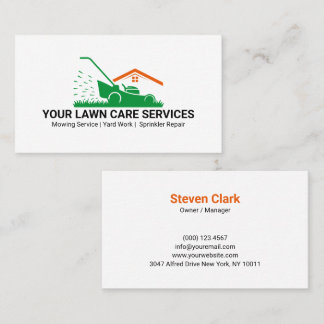 Green Lawn Mower Landscaping Service Visitkort