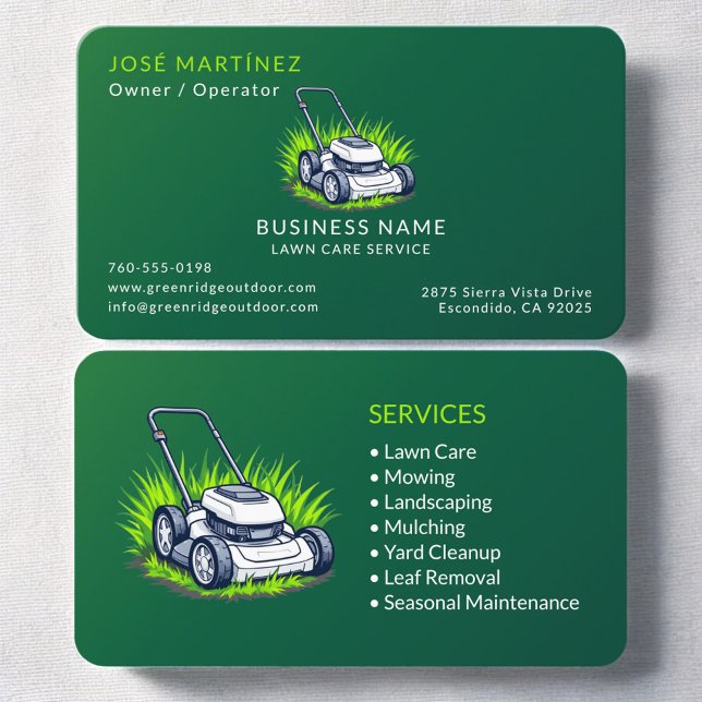 Green Lawn Service and Maintenance Professional Visitkort (Skapare uppladdad)