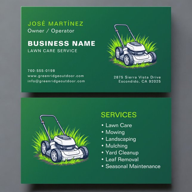 Green Lawn Service Professional Visitkort (Skapare uppladdad)
