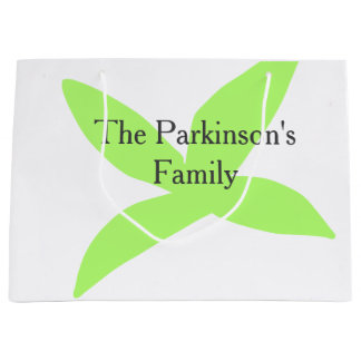 Green leaf abstract pastel family name retro boho