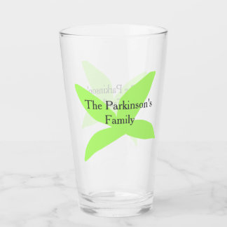 Green leaf abstract pastel family name retro boho glaskopp