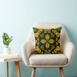 Green Leaf Abstract Square Throw Pillow Kudde