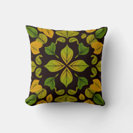 Green Leaf Abstract Square Throw Pillow Kudde