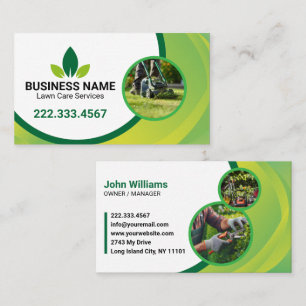 Green Leaf Lawn Care Logo Landskapsarkitektur Visitkort