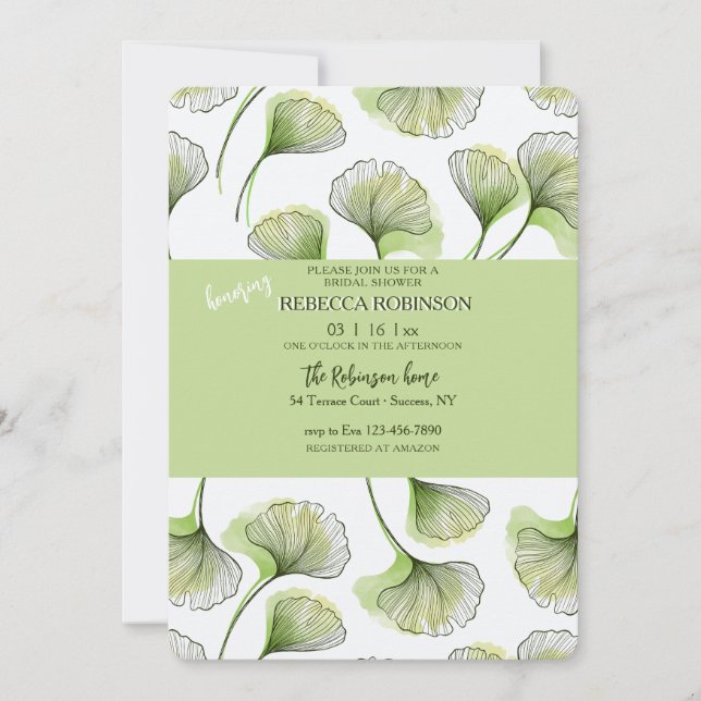 Green Leaf Pattern Invitation Inbjudningar (Framsida)