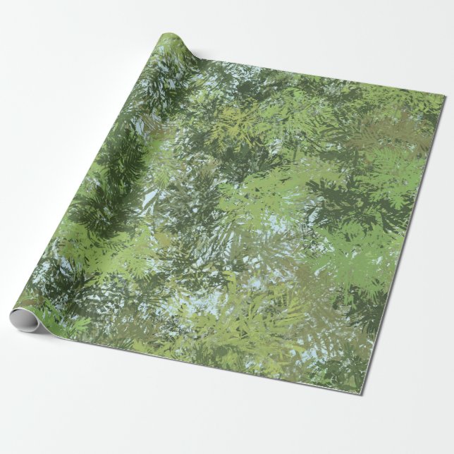 Green Leaf Trees With Blue Sky Peaking Through Art Presentpapper (Utrullad)