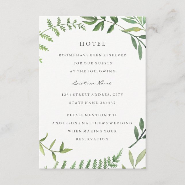 Green Leaf Wedding Hotell Boende Tilläggskort (Framsida)