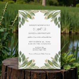 Green Leaves Greenery Wedding Invitation Inbjudningar