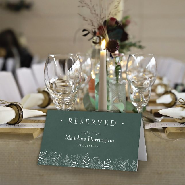 Green  Leaves Nature Inspired Wedding Place Card Placeringskort (Skapare uppladdad)