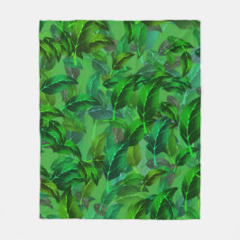 Green Leaves Pattern Fleecefilt