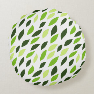 'Green Leaves' Pattern Pillow Rund Kudde