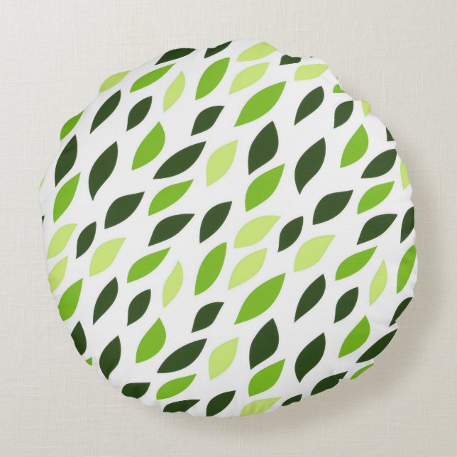 'Green Leaves' Pattern Pillow Rund Kudde (Baksidan)