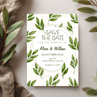 Green leaves wedding  spara datumet