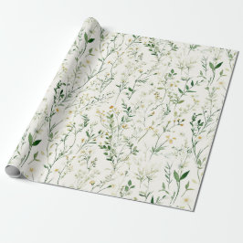 Green Leaves White Flowers Birthday Presentpapper