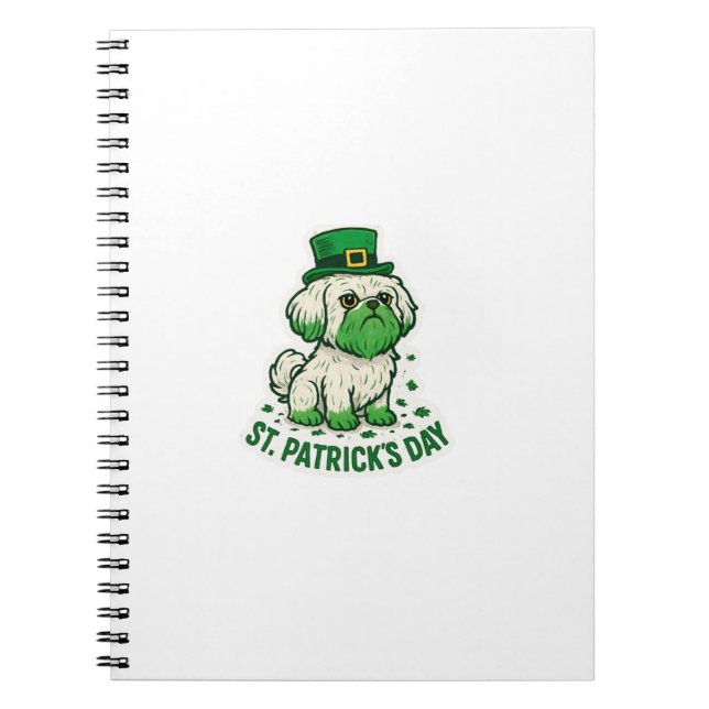 Green Leprechaun Shih Tzu St.Patrick's Day Anteckningsbok (Framsidan)