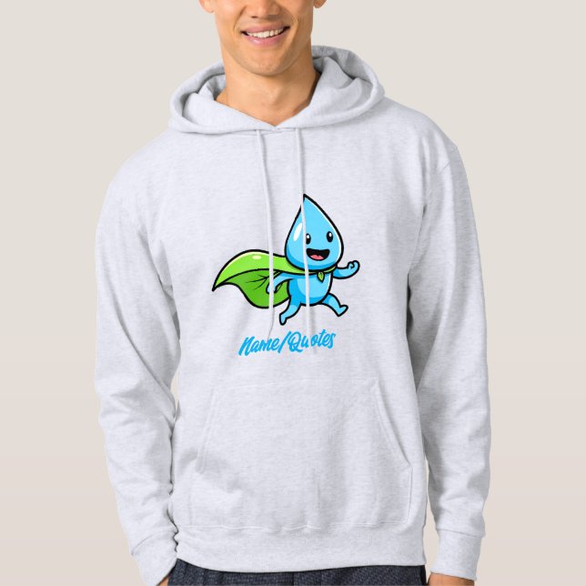 Green Lifestyle Water Drop Character Hoodie (Framsida)