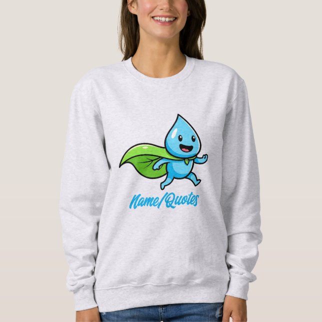 Green Lifestyle Water Drop Character T Shirt (Framsida)