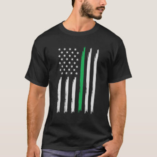 Green Line American Flag St Patrick's Day Family O T Shirt