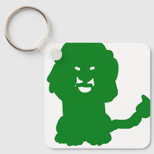 Green Lion Zodiac Silhouette Keychain Nyckelring (Framsida)