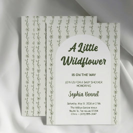 Green Little Wildflower Baby Shower Invitation Inbjudningar