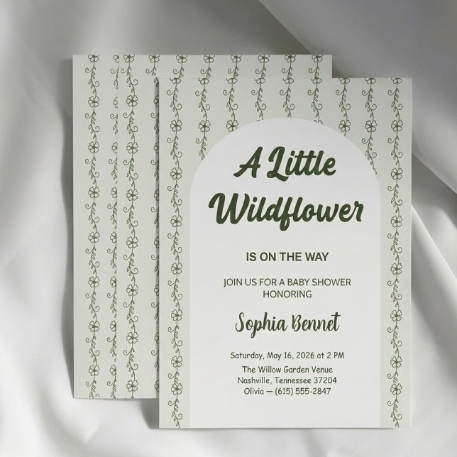 Green Little Wildflower Baby Shower Invitation Inbjudningar (Skapare uppladdad)