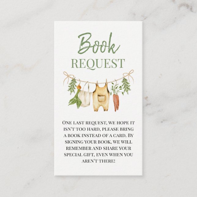 Green Locally Grown Baby Shower Babok Request Card Tilläggskort (Framsida)