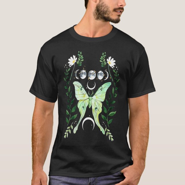 Green Luna Moth Witchy Dark Academia Moon Gothic C T Shirt (Framsida)