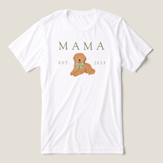 Green Mama Goldendoodle Puppy Birthday T Shirt (Design Framsida)