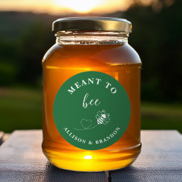 Green Meant to Bee Jar Label, Wedding Favor Honey Runt Klistermärke