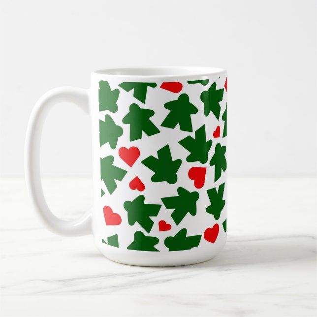 Green Meeple with Red Heart Kaffemugg (Vänster)
