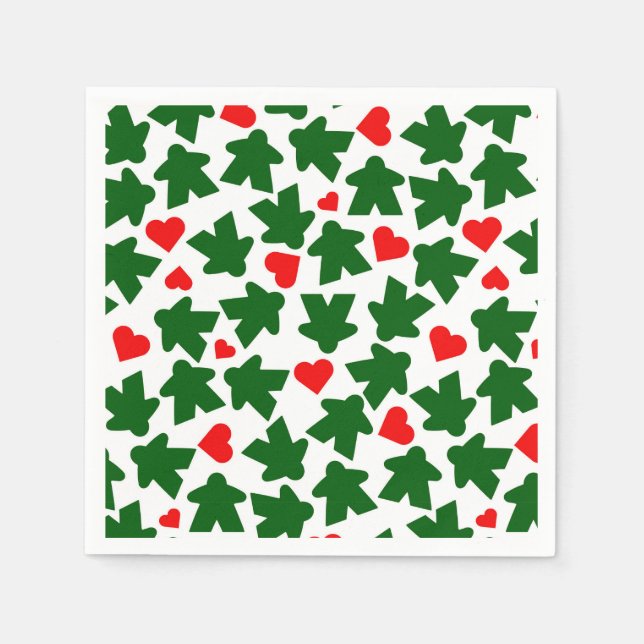 Green Meeple with Red Heart Pappersservett (Framsidan)
