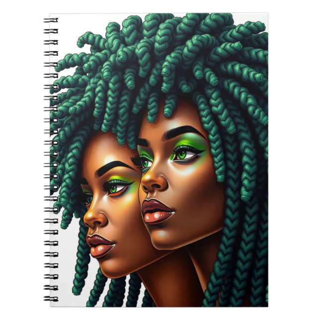Green melanin sista black woman brown skin girls anteckningsbok (Framsidan)