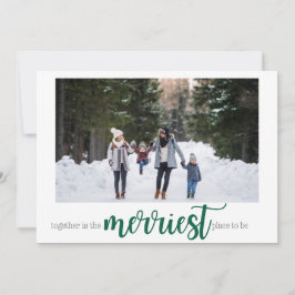 Green Merriest Place to Be Christmas Photo Card Julkort