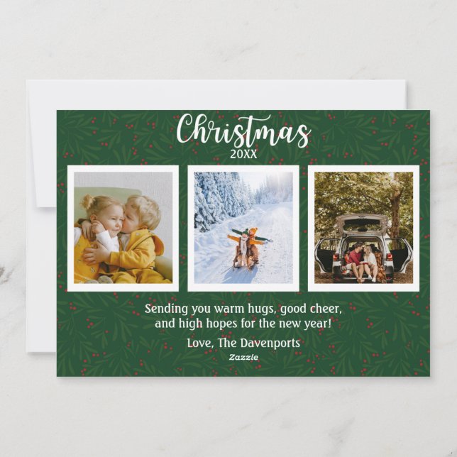 Green Merriest Place to Be Christmas Photo Card Julkort (Baksida)