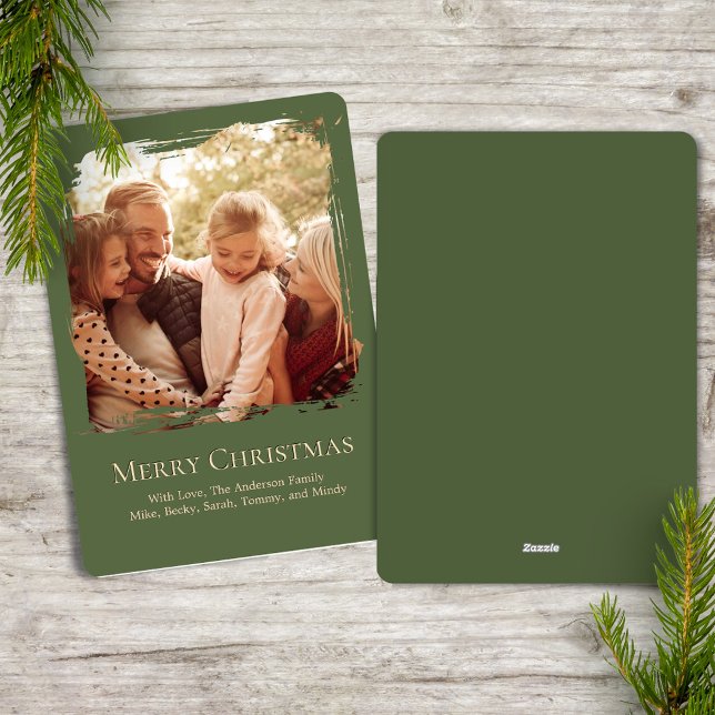Green Merry Christmas Simple Photo  Julkort (Green Merry Christmas Simple Photo Card)
