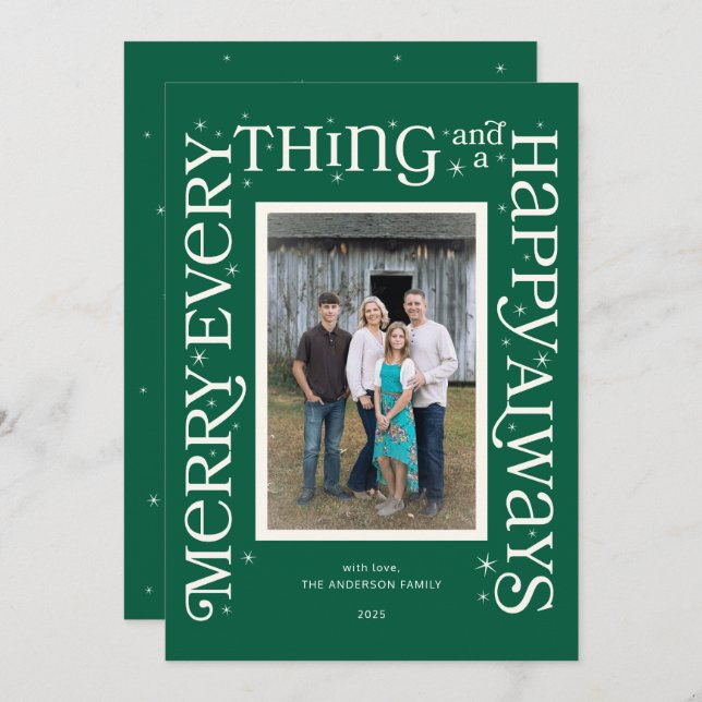 Green Merry Everything and a Happy Always  Julkort (Fram/baksida)