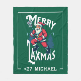 Green Merry Laxmas Personalized Lacrosse Christmas Fleecefilt