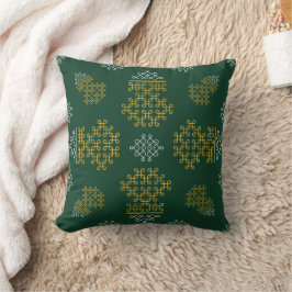 Green Minimal South Indian Kolam Design Kudde