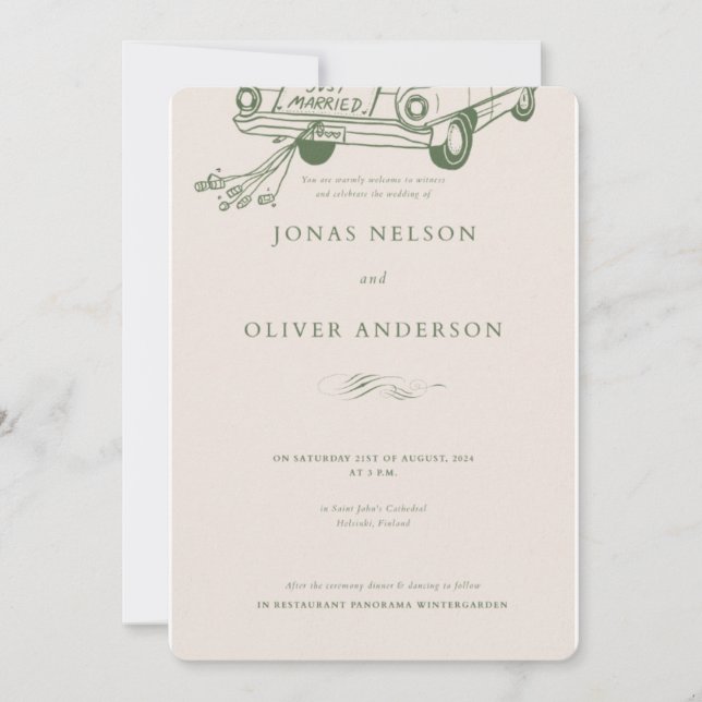 Green Minimal Wedding Invitation 2025 Inbjudningar (Framsida)
