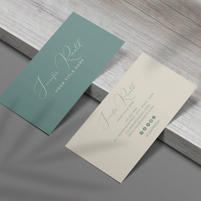Green Modern Elegant Minimalist Business Card Visitkort (Skapare uppladdad)
