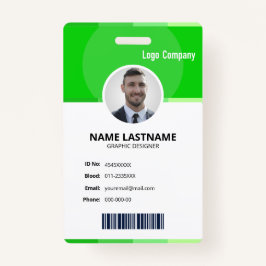 Green Modern ID Identification Card Photo Badge
