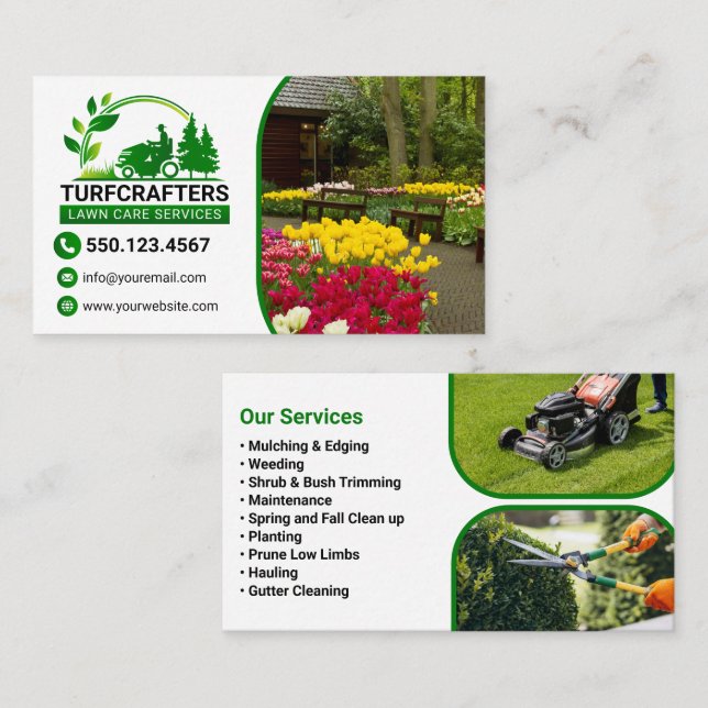 Green Modern Landscaping Photo Service Visitkort (Fram/baksida)