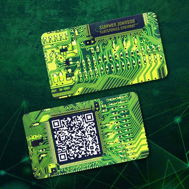  Green Modern Printed Circuit Board Custom QR Code Visitkort (Skapare uppladdad)