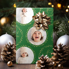 Green Modern Script Merry Christmas Family 6 photo Presentpapper